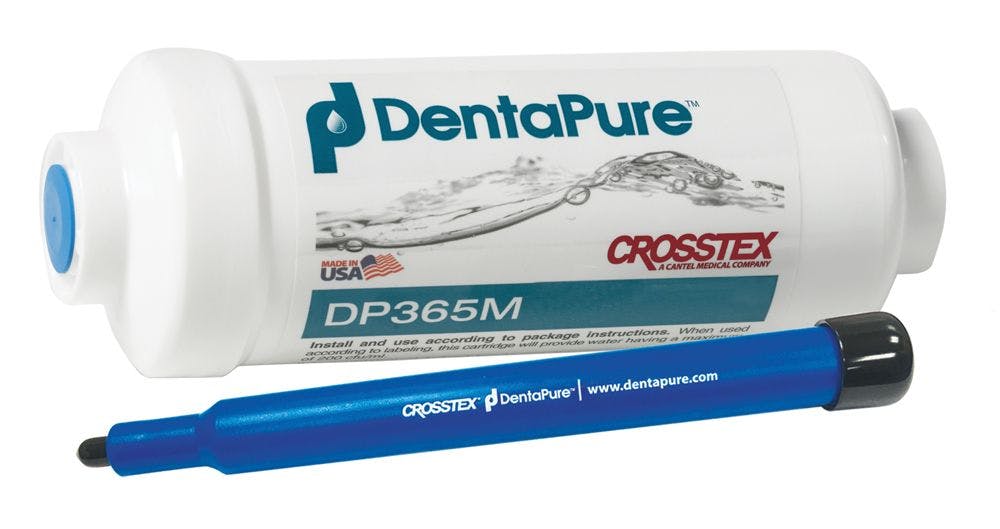DentaPure™ cartridges provide treatment water that is compliant with the CDC recommendation of less than 500 CFU/mL for 1 year or 240 L of water. 