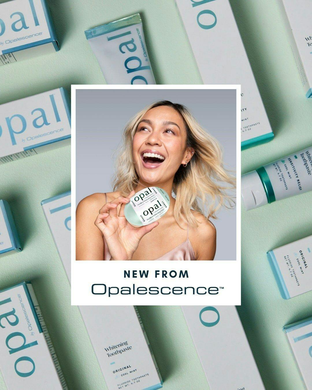 The new Opal™ by Opalescence® teeth whitening line is available online without the need for a dental visit.  | Image Credit: © Opal by Opalescence 