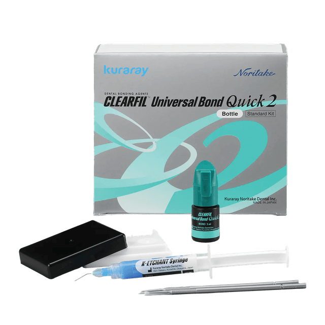 CLEARFIL Universal Bond Quick 2 is a single-bottle adhesive system that can be applied quickly, without the need for an activation step.