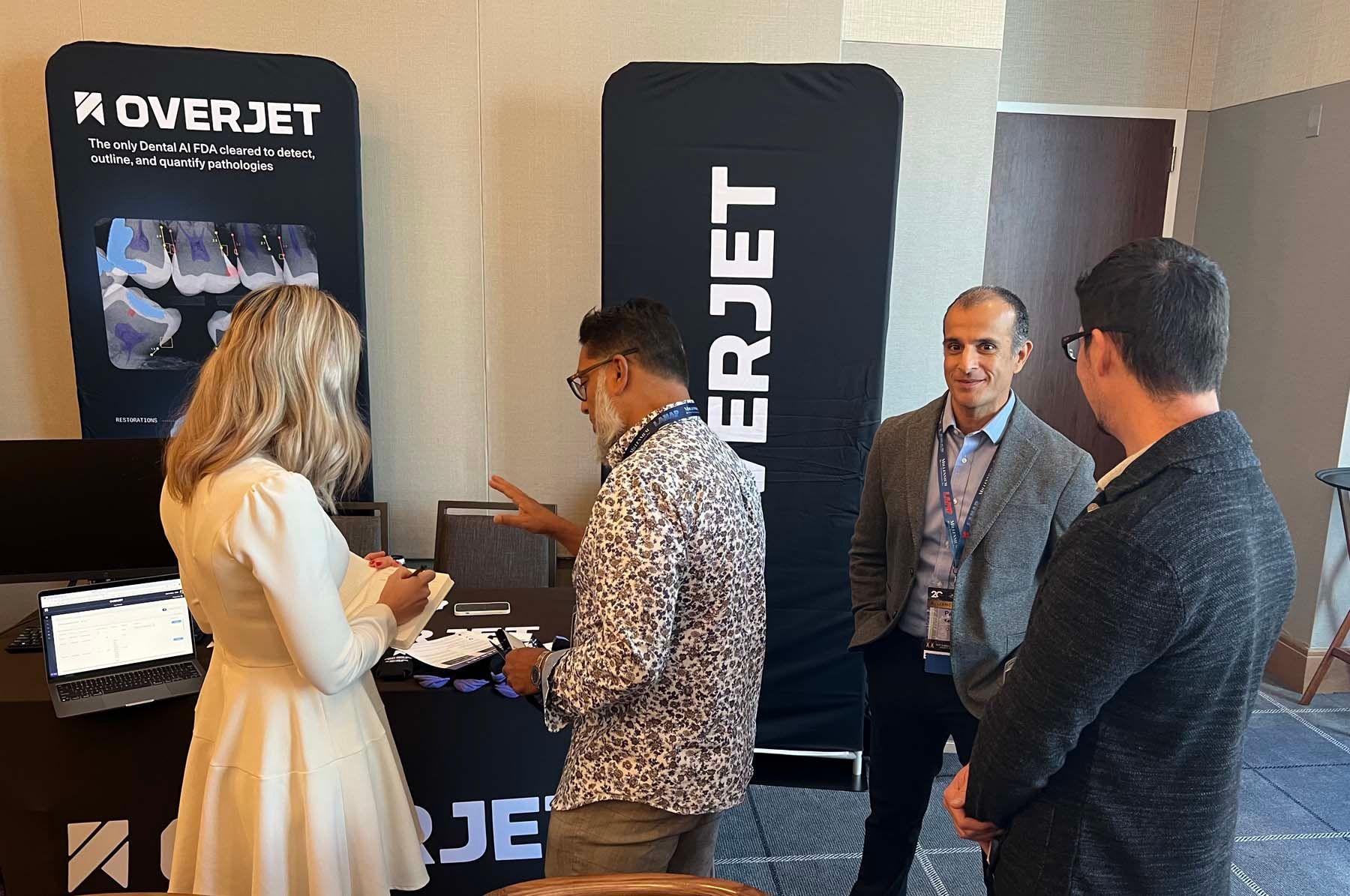 Overjet's Parag Kachalia, DDS, head of clinical practice, talks to attendees Thursday afternoon in Frisco, Texas. | Image Credit: © Stan Goff