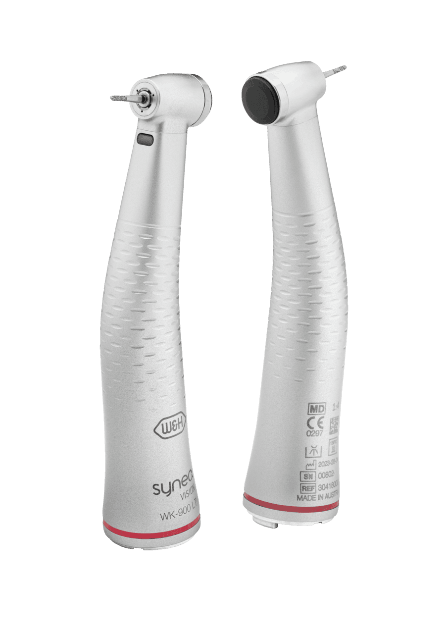 The ergonomic head design of the handpieces offers improved bur guidance, while the multi-nozzle spray with high water flow ensures optimal cooling of the treatment site. | Image Credit: © W&H